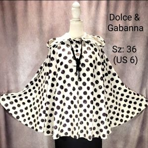 Dolce & Gabanna Polka Dot Rain Poncho w/ Black Snap Closures & Emboss Ties